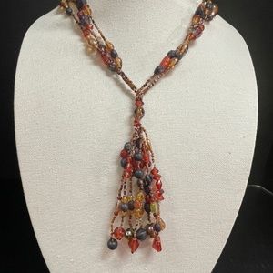 Vintage Native American Jocla Style Multi Strand Large & Seed Bead Tassel Nklace